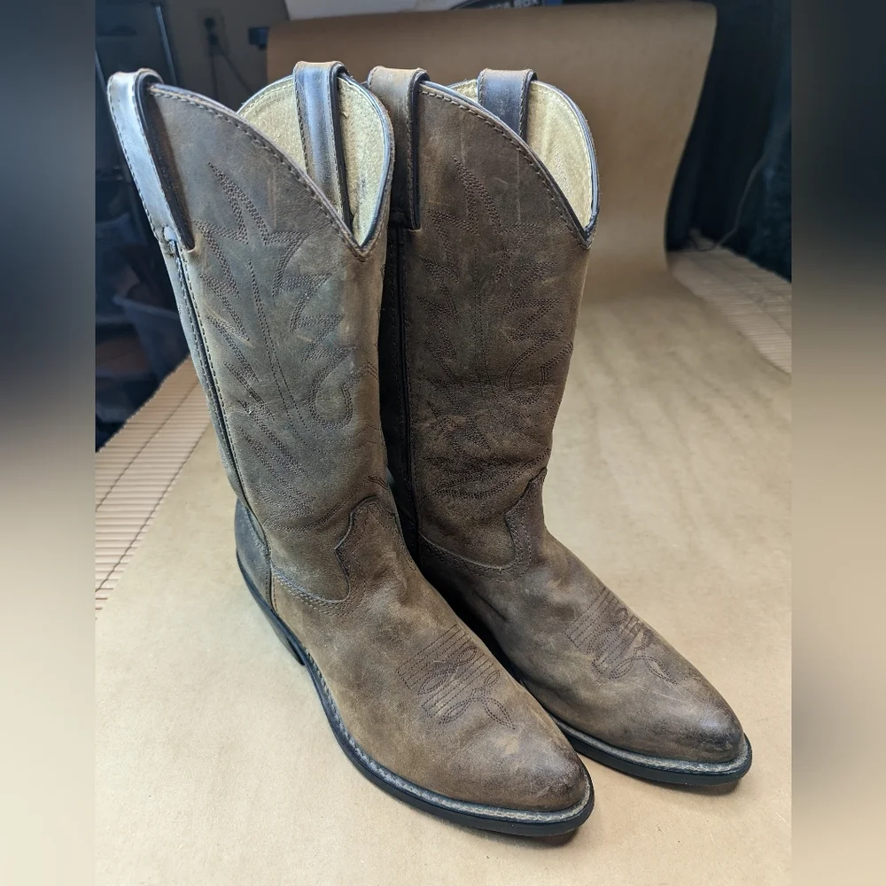 Durango RD4112 Shaft Stitch Brown Leather Pull On Western Cowgirl Boots Womens 7